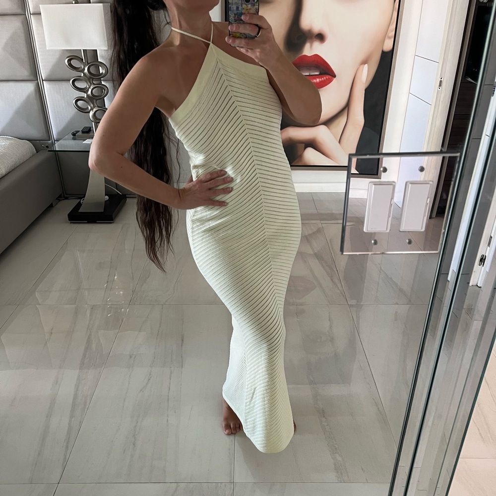 Oris Strapless Cream Maxi Dress
